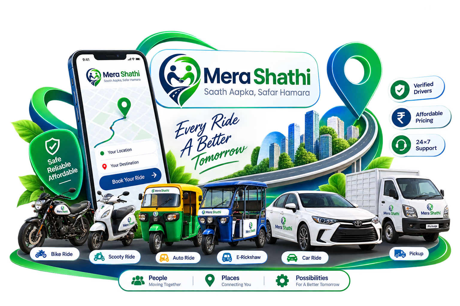 Mera Shathi transportation services illustration